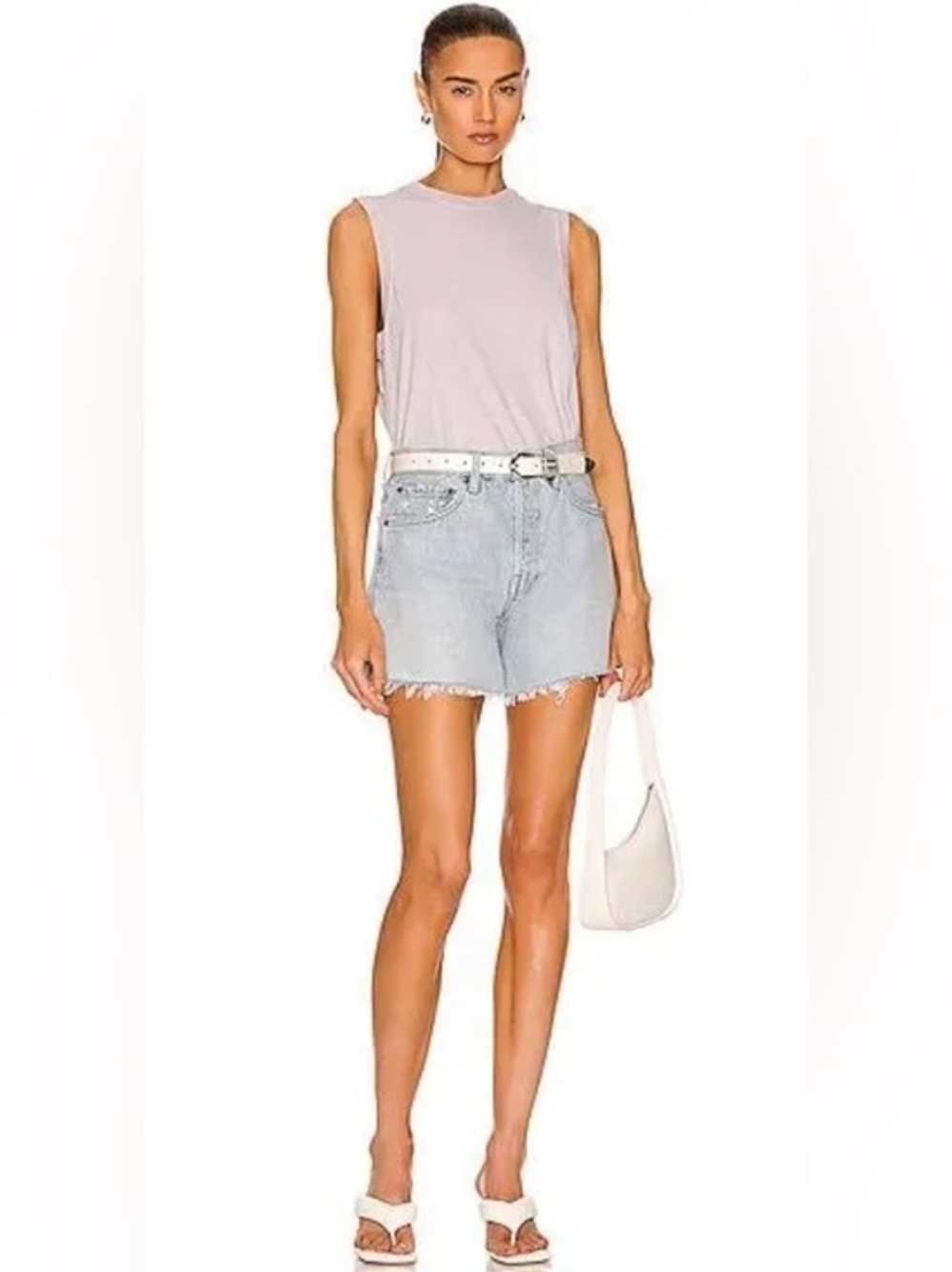 Like new! AGOLDE Parker Long High Rise Light Blue Denim Women’s Cutoff Shorts